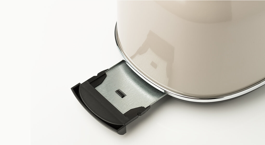 Toster HADEN Dorset Beżowy Praktyczny bezpieczny zwijany kabel oszczędność miejsca tacka na okruchy automatyczny wyłącznik antypoślizgowe gumowe nóżki