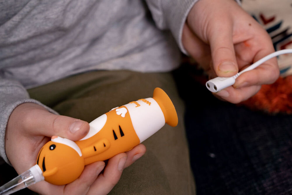 Szczoteczka soniczna BRUSH-BABY WildOnes Małpka wodoodporna podczas kąpieli wydajny silnik wytrzymała ładowanie bateria długi czas pracy 