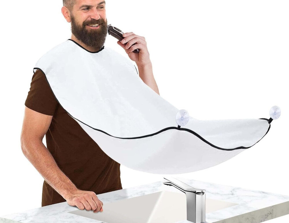 Peleryna fryzjerska EXTRALINK Biała wygląd design tło wizualizacja Czysta łazienka bez bałaganu