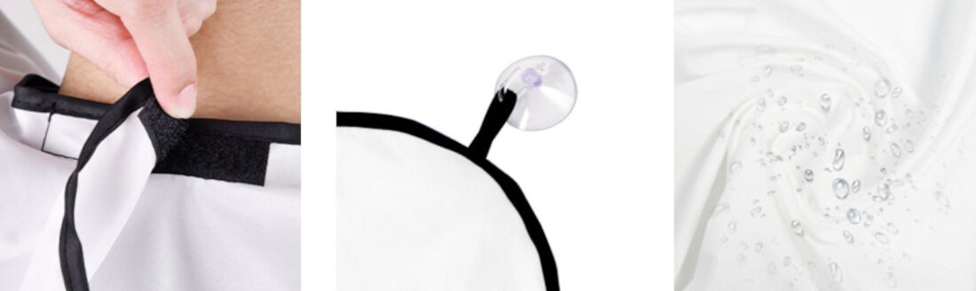 Peleryna fryzjerska EXTRALINK Biała  Prosty montaż do lustra Uniwersalne dopasowanie Regulowane zapięcie na rzep  dopasownaie Uniwersalny rozmiar swoboda