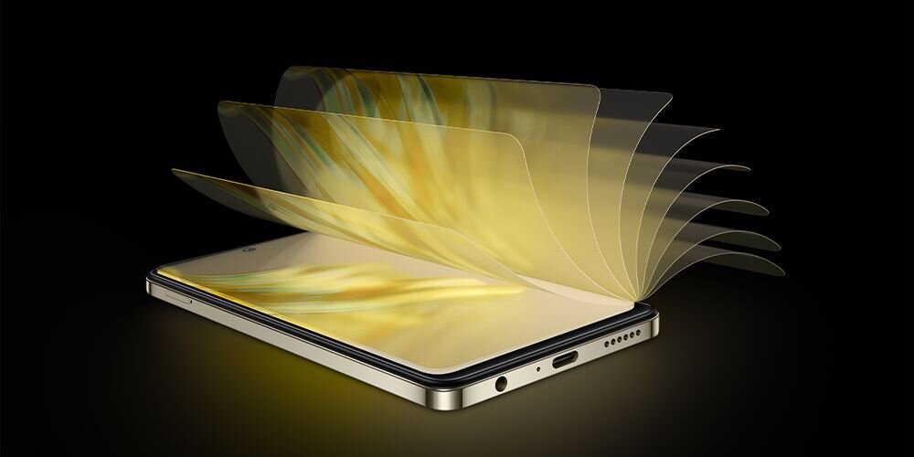 Smartfon TECNO Spark 20 Pro ekran bateria aparat procesor ram pamięć pojemność rozdzielczość zdjęcia filmy opis dane cechy blokady system łączność wifi bluetooth obudowa szkło odporność porty muzyka transfer sieć przekątna matryca waga czujniki oled amoled ips