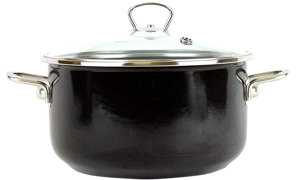 Garnek BELIS Premium 24 cm Czarny emaliowana powierzchnia garnka zdrowe naturalne potrawy pełnia smaku i aromatu bezpieczne dla żywnosci nie wpływają na jakośc do różnorodnych dań uniwersalność wszystkie rodzaje kuchenek indukcyjne codzienne gotowanie wymagające kulinarne eksperymenty 