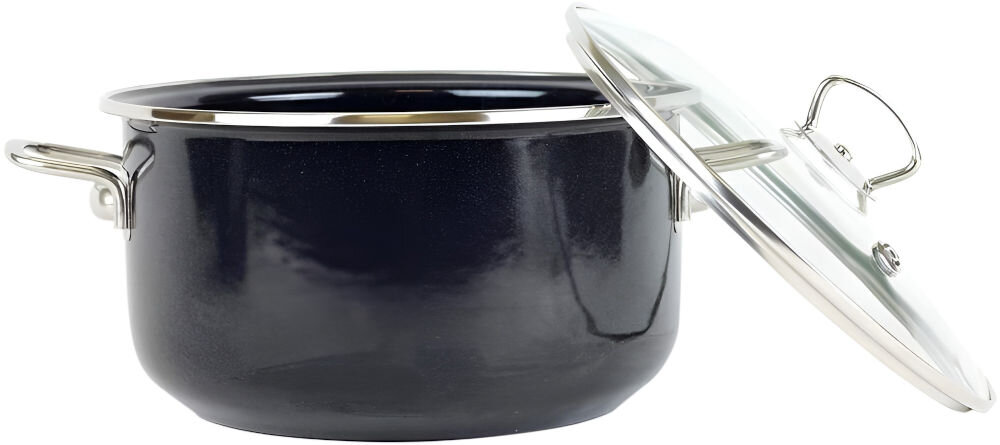 Garnek BELIS Premium 24 cm Czarny wieloletnia tradycja produkcji produkcja ręczna indywidualny charakter uniklane cechy korzystanie z różnych typów kuchenek pokrywa z otworem wentylacyjnym jakość trwałość estetyka 