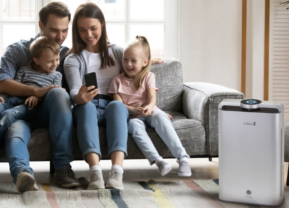 Oczyszczacz powietrza WEBBER AP9700 WIFI-S funkcja wifi wplikacja mobilna smartfon kontrola urządzenia wygoda elastyczność Android IOS