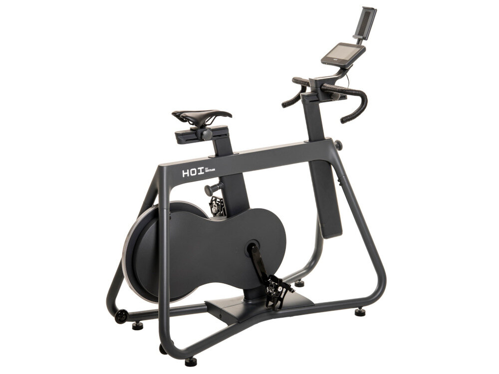 Rower spinningowy KETTLER Hoi Frame Szary trenuje cale cialo regulacja oporu 20-stopniowa skala za pomca komputera