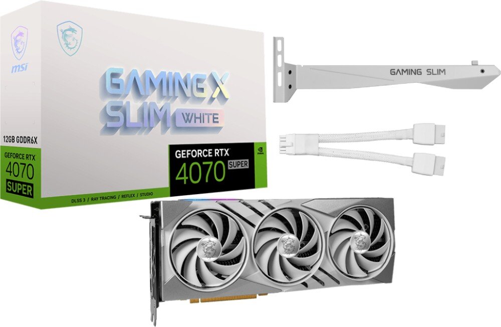 Karta graficzna MSI GeForce RTX 4070 Super Gaming X Slim 12GB DLSS 3 akcesoria zestaw