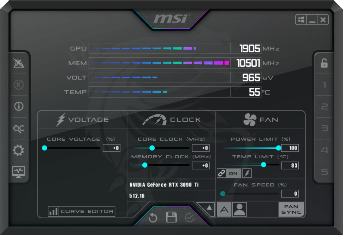 Karta graficzna MSI GeForce RTX 4070 Ti Super Gaming X Slim 16GB DLSS 3 aplikacja ustawienia