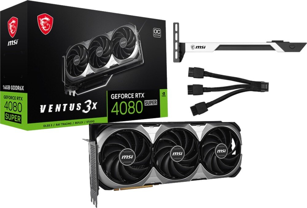 Karta graficzna MSI GeForce RTX 4080 Super Ventus 3X OC 16GB DLSS 3 akcesoria zestaw