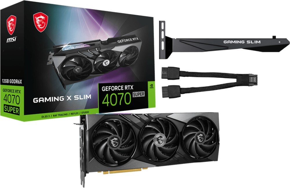 Karta graficzna MSI GeForce RTX 4070 Super Gaming X Slim 12GB DLSS 3 akcesoria zestaw