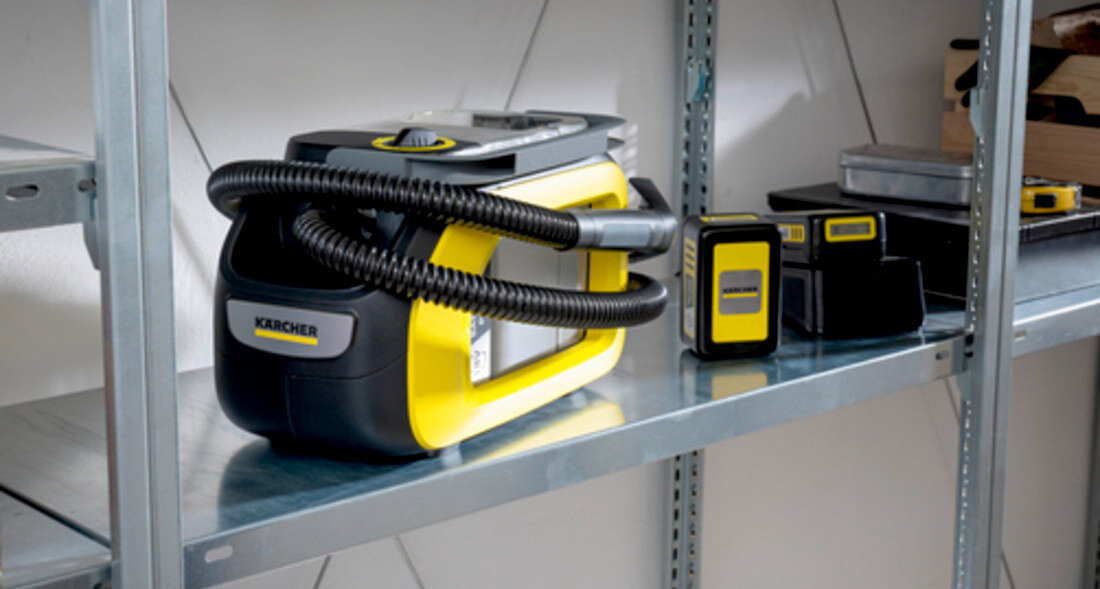 Odkurzacz piorący KARCHER SE 3-18 Compact Battery Set 1.081-502.0 (Bezprzewodowy) lekka konstrukcja waga wymiary łatwe w transporcie przechowywanie Praktyczny uchwyt uółatwienie przenoszenie