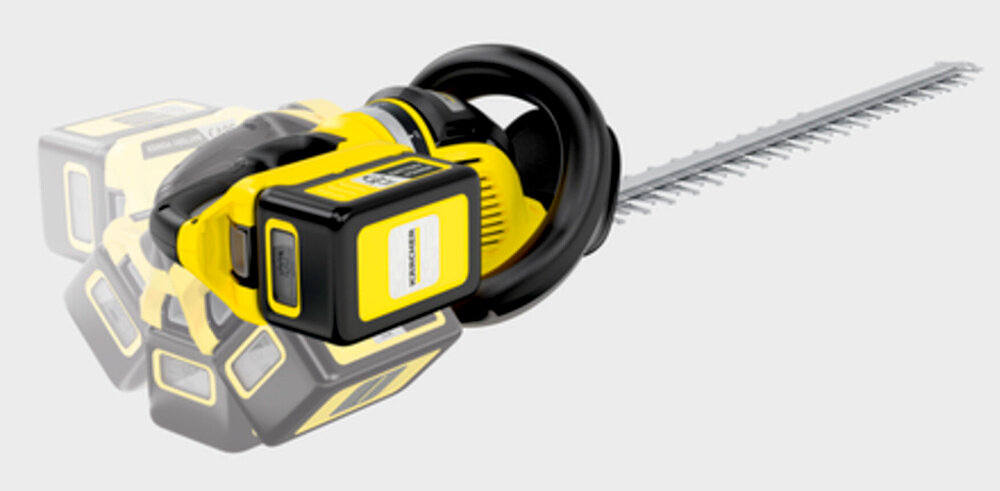 Nożyce do żywopłotu KARCHER HGE 36-60 1.444-250.0 akumulatorowe waga 3,3 kg ergonomiczny uchwyt obrotowy obrot o 180° w wielu pozycjach pelna kontrola nad narzedziem komfort pracy