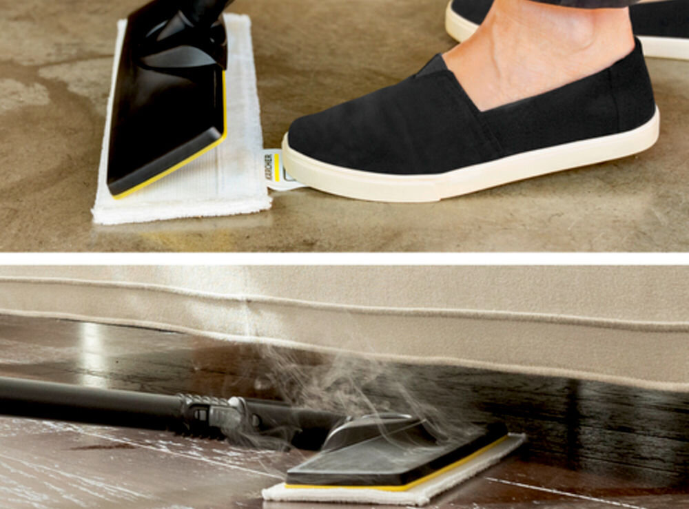 Parownica KARCHER SC 2 Delux EU 1.513-400.0 technologia EasyFix wygoda system montażu pada na rzep szybka higieniczna wymiana przegubowa konstrukcja ssawki łatwe manewrowanie technologia lameli doskonałe rezultaty czyszczenia różnorodne twarde podłogi efektywna komfortowa praca