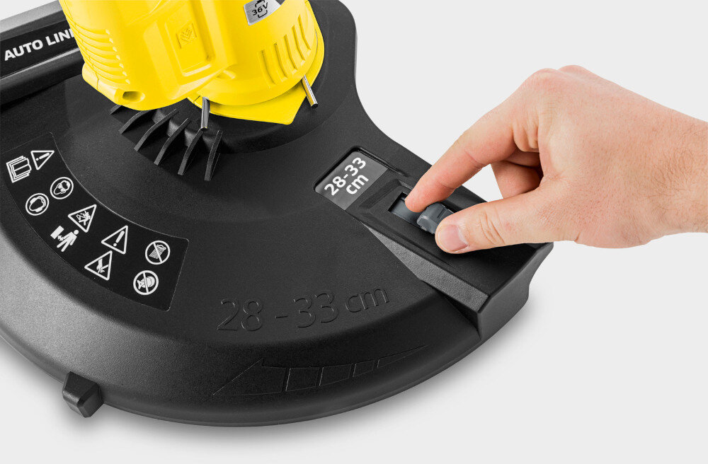 Podkaszarka akumulatorowa KARCHER LTR 36-33 1.444-351.0 regulacja srednicy ciecia od 28 do 33 cm dostosowanie obszaru roboczego latwe manewrowanie wydajna praca oszczednosc czasu idealnie zadbany trawnik
