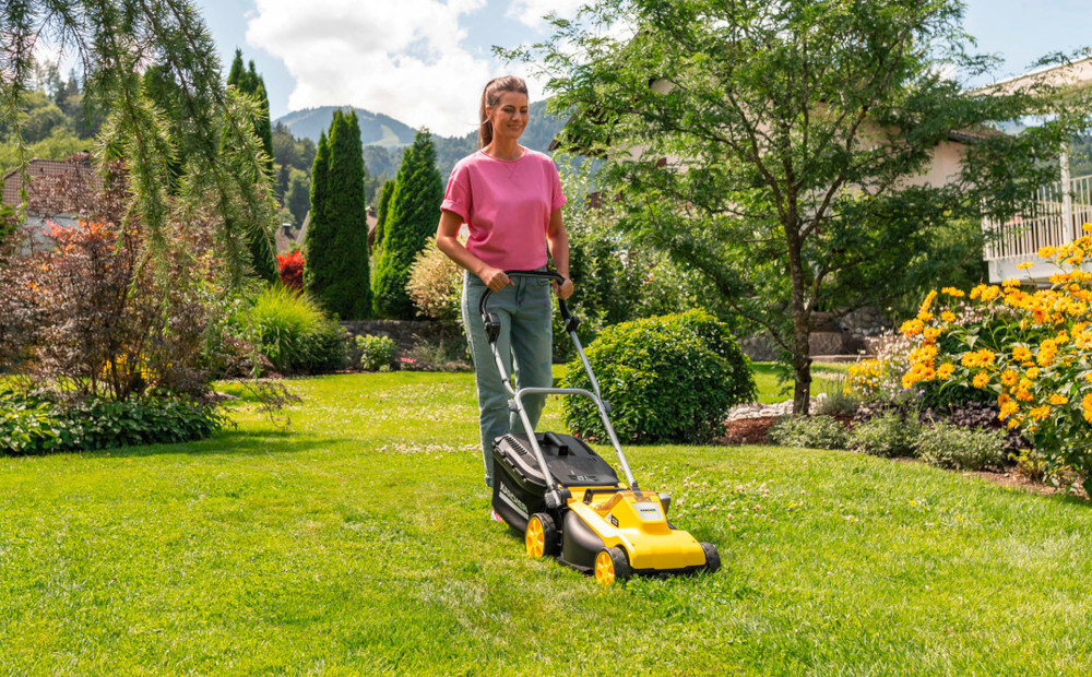 Kosiarka akumulatorowa KARCHER LMO 3-18 1.445-410.0 zadbany ogrod pieky trawnik koszenie efektywnosc wygoda