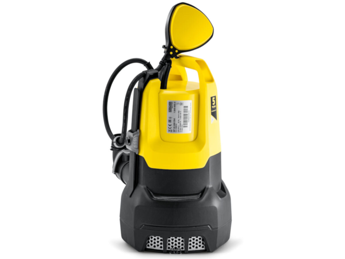 Pompa zanurzeniowa do wody brudnej KARCHER SP 22.000 Flood Box elektryczna 1.645-853.0, tryby, praca, automat, ręczny, na białym tle pompa karcher od tyłu na wprost