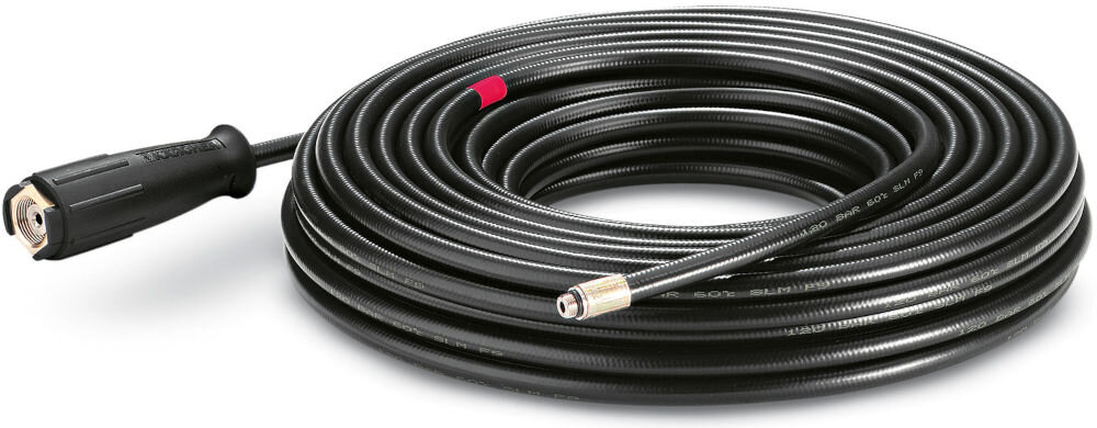 Wąż do czyszczenia rur KARCHER Professional ID 6 6.390-028.0 20 m w kolorze czarnym zwinięty z widocznymi końcami