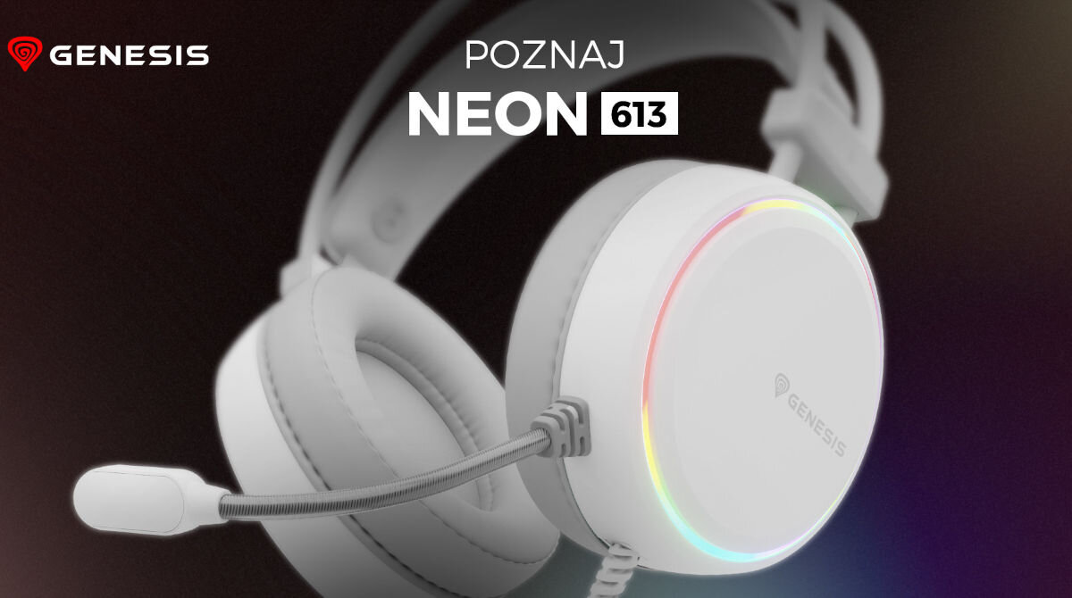 Słuchawki GENESIS Neon 613 RGB Nauszne Biały