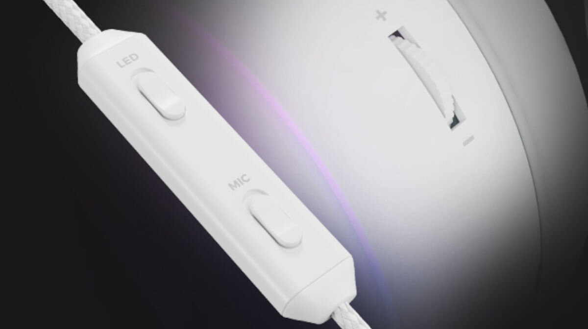 Słuchawki GENESIS Neon 613 RGB Nauszne Biały intuicyjne przełączniki na kablu szybkie sterowanie mikrofonem głośnością podświetleniem pokrętło