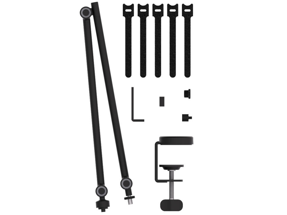 Ramie mikrofonowe KRUX Arm 100 podstawa z azaciskiem, adaptery, rzepy, narzedzia montazowe, magnes