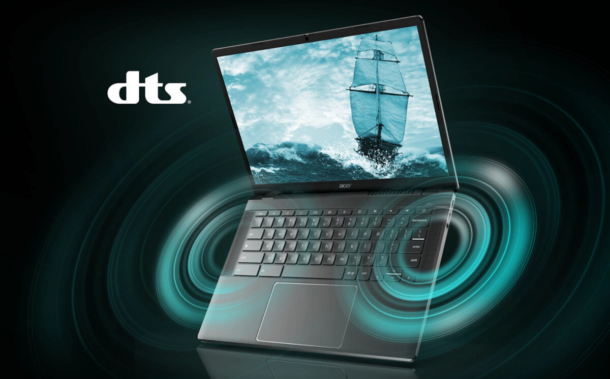 Laptop ACER Chromebook Plus 514 - bateria pojemność 50 Wh czas działania 12 godzin głośniki audio jakość