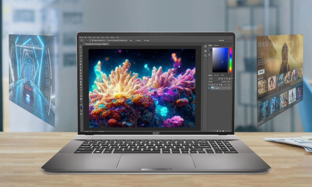 Laptop MSI Creator Z17 HX Studio A14VGT-238PL 17 IPS 165Hz i9-14900HX 64GB RAM 2TB SSD GeForce RTX4070 Windows 11 Professional funkcje AI optymalizacja
