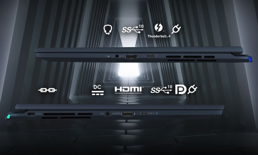 Laptop MSI Stealth 14 AI Studio A1VGG-024PL 14 OLED U9-185H 32GB RAM 2TB SSD GeForce RTX4070 Windows 11 Home porty złącza kamera mikrofon