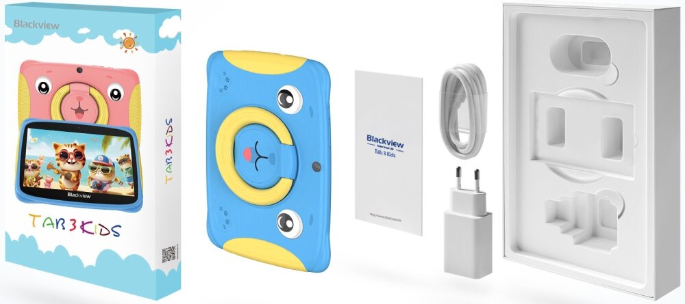 Tablet BLACKVIEW Tab 3 Kids ekran bateria aparat procesor ram pamięć pojemność rozdzielczość zdjęcia filmy opis dane cechy blokady system łączność wifi bluetooth obudowa szkło odporność porty muzyka transfer sieć przekątna matryca waga czujniki oled amoled ipse
