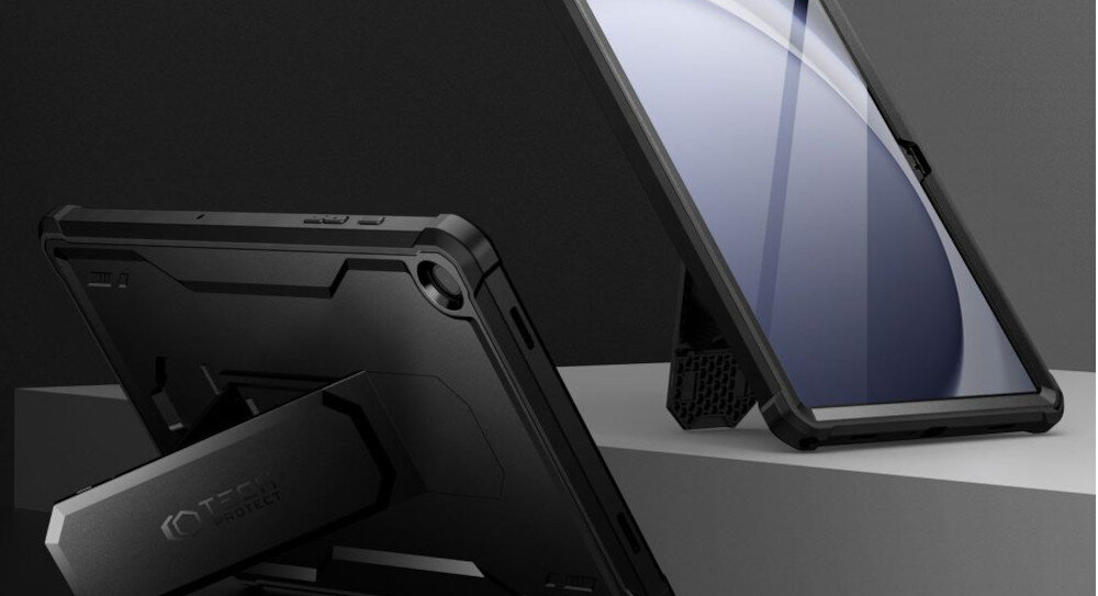ETUI TECH-PROTECT KEVLAR PRO GALAXY TAB S9 FE+ X610 X616B BLACK Hybrydowa konstrukcja ochrona 360 stopni poliwęglan lekkość
