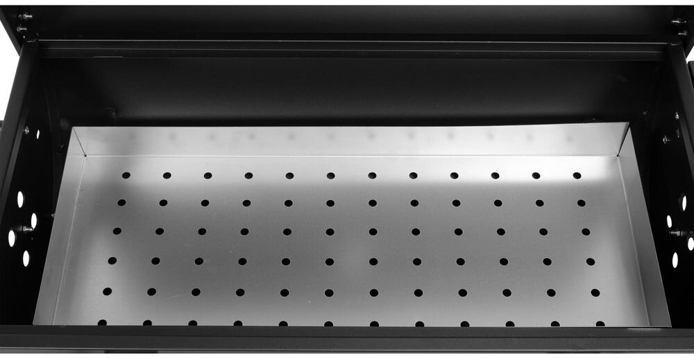 Grill węglowy LUND 99908 71 x 34.5 cm, emalia, misa, palenisko, ocynk, na białym tle stalowe palenisko wewnątrz grilla