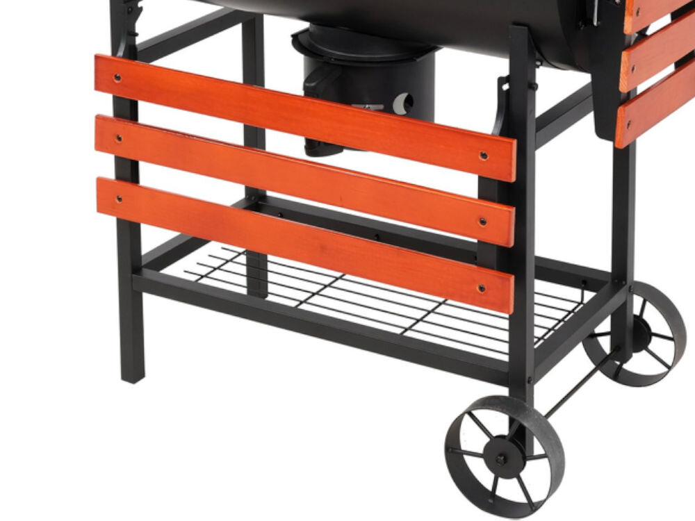 Grill węglowy LUND 99908 71 x 34.5 cm, stabilność, kółka, transport, bezpiecznie, zbliżenie na kółka transportowe grilla