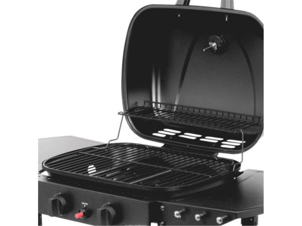 Grill gazowy YATO YG-20007 5 kW 47 x 37 cm, porcje, jednocześnie, temperatura, ruszt, na białym tle zbliżenie na główny ruszt grilla