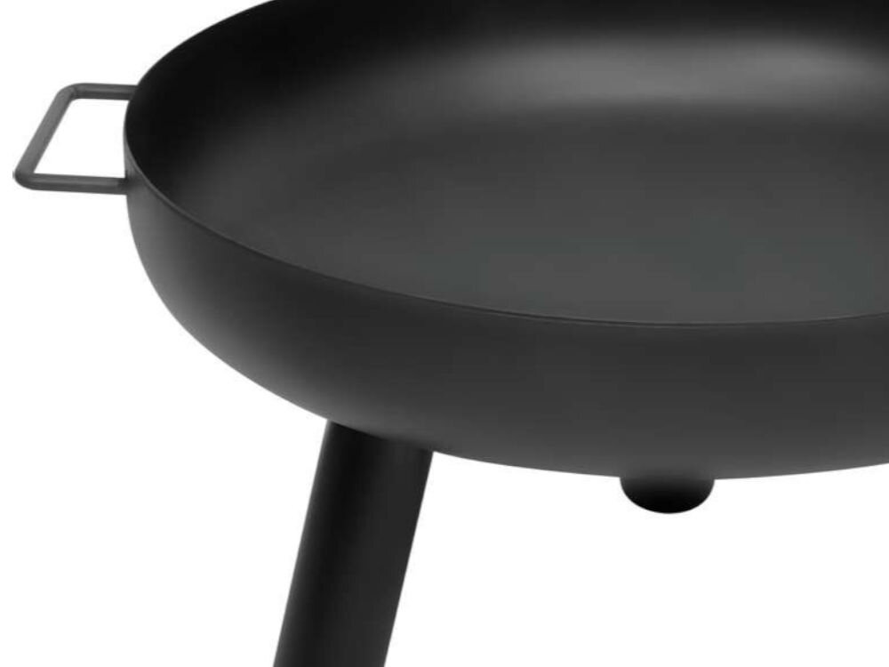 Palenisko ogrodowe LUND 99707 (61 cm), blacha, stal, żaroodporna, powłoka, na białym tle zbliżenie na powłokę misy i nóg paleniska