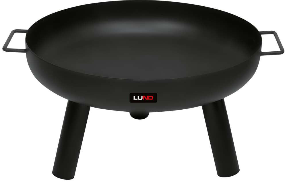 Palenisko ogrodowe LUND 99707 (61 cm), popiół, czyszczenie, kształt, materiał, na białym tle palenisko w pełni złożone z logo na misie paleniska od frontu