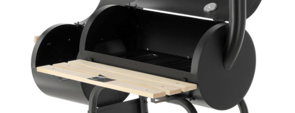 Grill węglowy LUND 99901 60 x 30 cm, galwanizowane, swobodne, powietrze, smażenie, na białym tle pokazane 2 komory grilla frontem prawo skos
