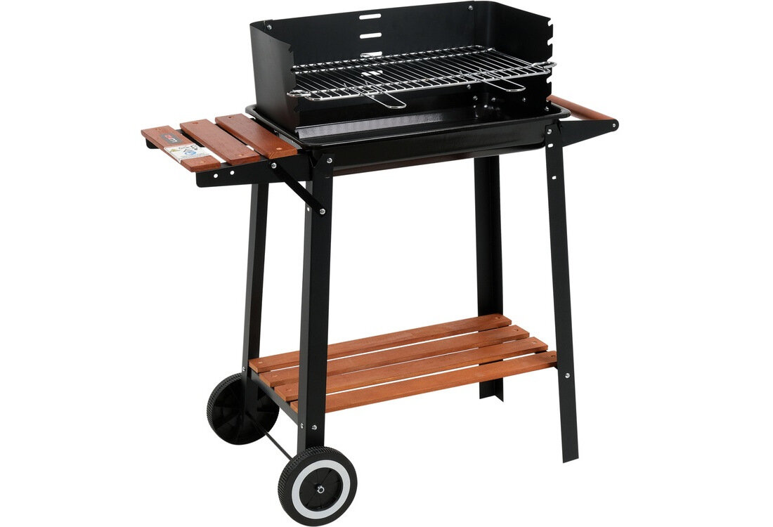 Grill węglowy LUND 99907 48 x 26 cm Chromowany ruszt regulacja wysokości dwa uchwyty łatwy w czyszczeniu kontrola temperatury grillowanie