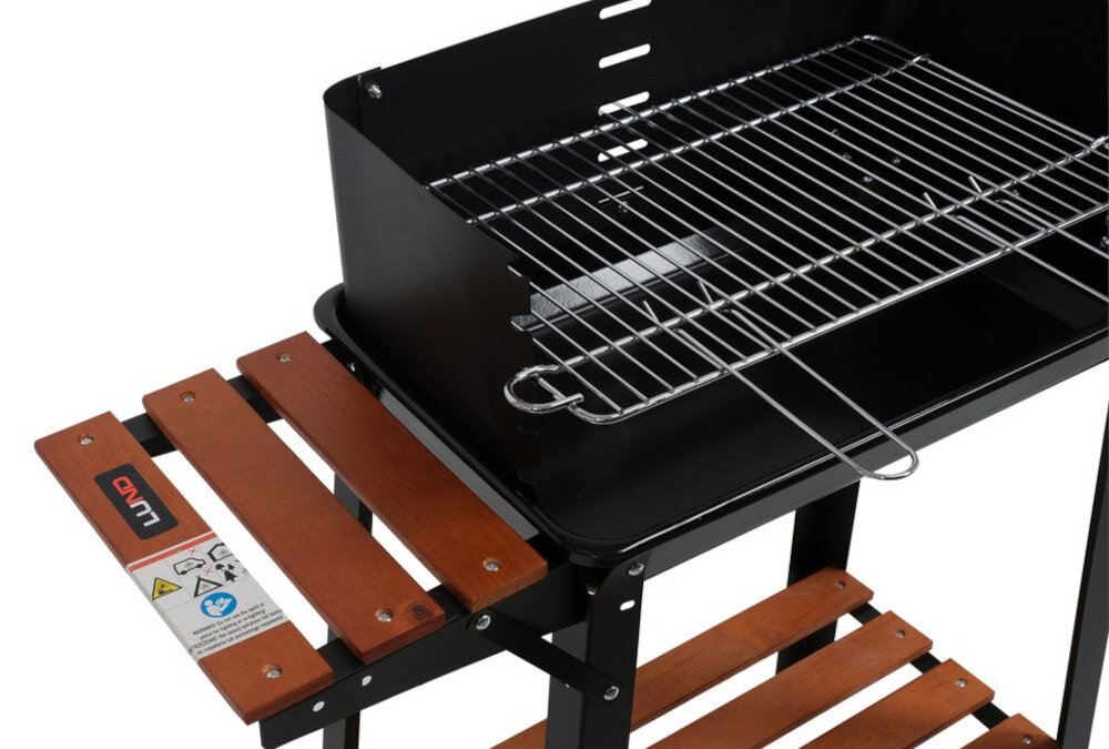 Grill węglowy LUND 99907 48 x 26 cm Stalowe palenisko odporność na warunki atmosferyczne malowana proszkowo kolor kolorystyka głębokość rozmiar ochrona przeciwwietrzna