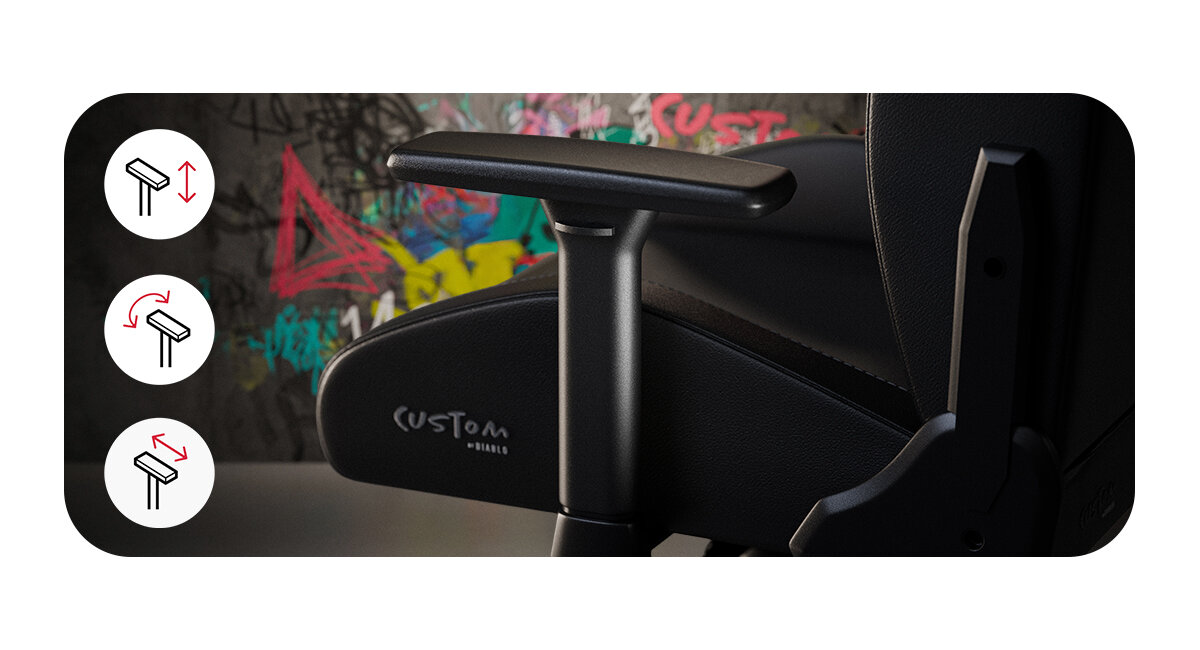 DIABLO CHAIRS X-Custom Czarny Armtech™ Hybrid zewnętrzna powłoka SoftTouch - podłokietnik