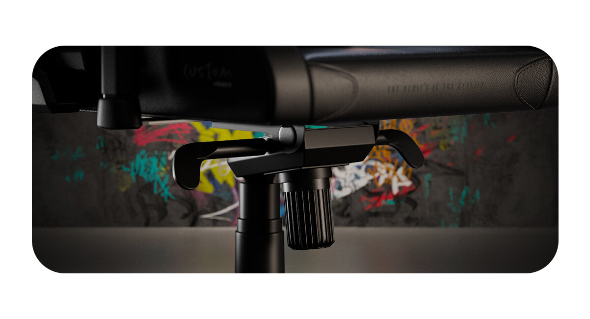 DIABLO CHAIRS X-Custom Czarny metalowa podstawa podnośnik 4 klasy mechanizmem amortyzującym Air Damper™ System 130 kg kauczukowe kółka PFC™ 360 - siłownik