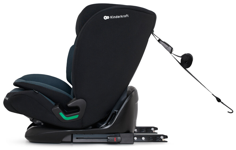 Fotelik samochodowy KINDERKRAFT ONETO3 9-36 kg Czarny bezpiczny sprzet bardzo prosty montaz odpowiednio przypiac pasami bezpieczenstwa w aucie do jazdy przodek do kierunku jazdy system TOP TETHER pas polaczyz z zaczepem w bagazniku symbol kotwicy dodatkowe mocowanie wieksze bezpieczenstwo
