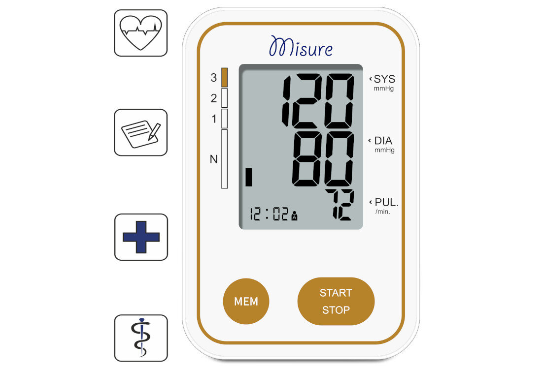 Ciśnieniomierz MISURE C03A Biały Regularne pomiary w domu dokładność pomiar ciśnienie odchylenia precyzja w oparciu o rzetelne dane informacje