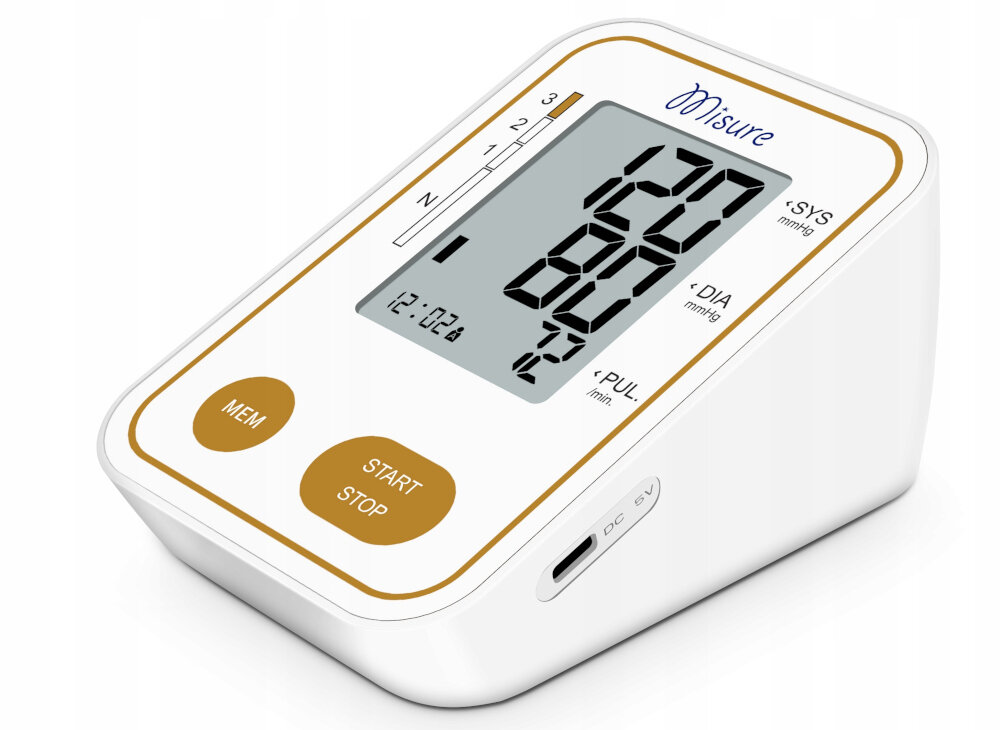 Ciśnieniomierz MISURE C03A Biały Czytelny wyświetlacz LCD Duży ekran LCD  wyraźny i łatwy odczyt wyników Przejrzysta prezentacja danych interpretacja ułatwienie pomiar obsługa