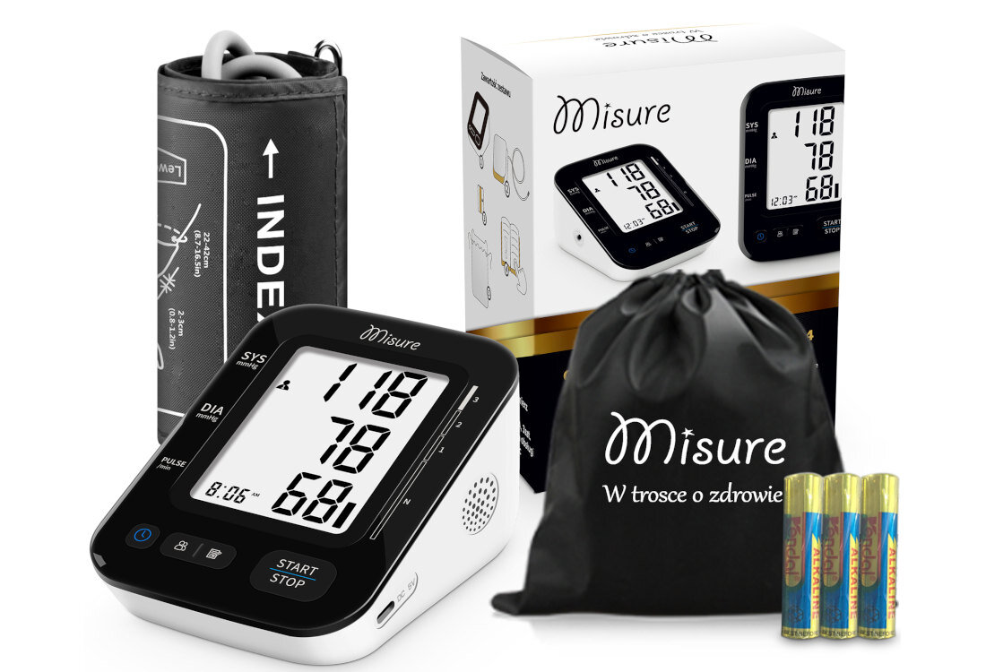 Ciśnieniomierz MISURE MI Med 4 Biało-czarny design prezentacja wizualizacja wygląd Kontrola ciśnienia w zasięgu ręki