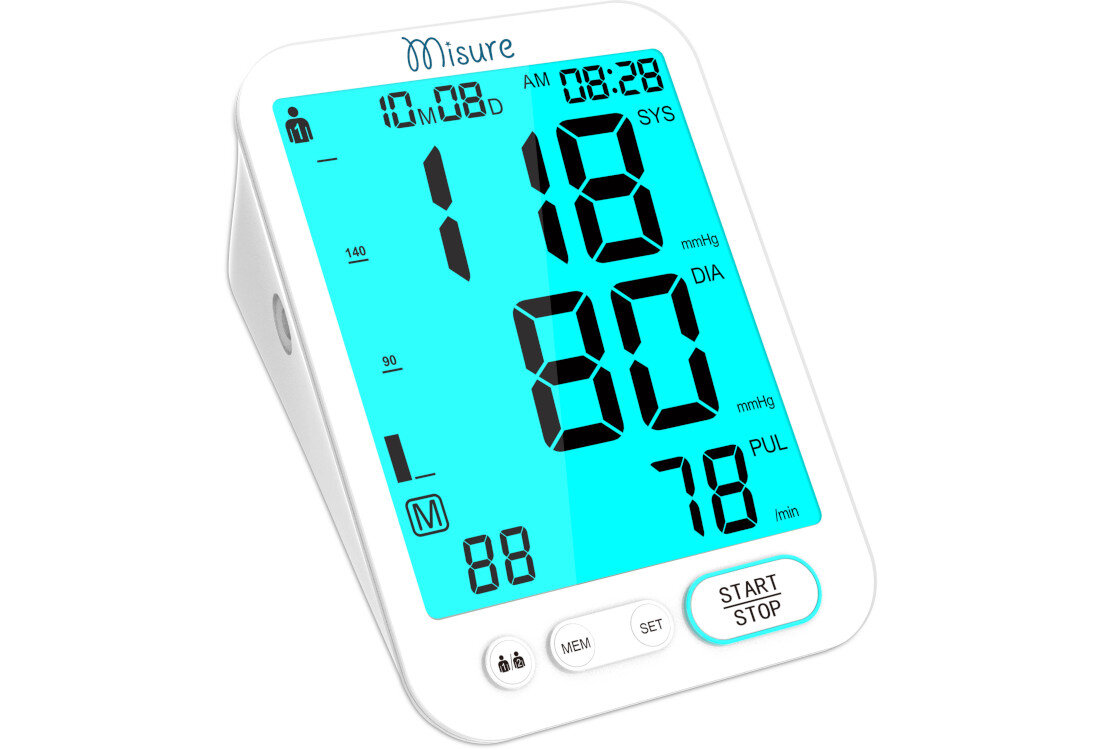Ciśnieniomierz MISURE MI Med 7 Biały Czytelność i komfort odczytu Duży, podświetlany wyświetlacz LCD  ułatwienie odczyt wynik  Wszystkie dane – ciśnienie, puls, data i godzina Funkcja głosowa informacja z możliwością regulacji głośności