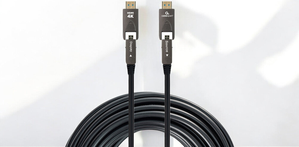 Kabel optyczny HDMI - HDMI CABLEXPERT 20 m - Połączenie w jakości 4K, kabel od frontu