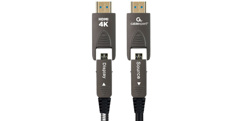 Kabel optyczny HDMI - HDMI CABLEXPERT 20 m - Stabilny sygnał na odległość, wtyki kabla