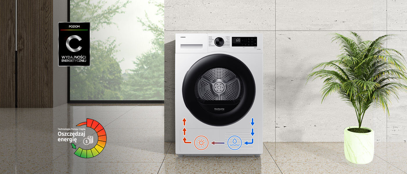 Niskie zużycie energii elektrycznej - suszarka Samsung DV80CGC2B0AE - Media Expert Niskie zużycie energii elektrycznej - suszarka Samsung DV80CGC2B0AE - Media Expert
