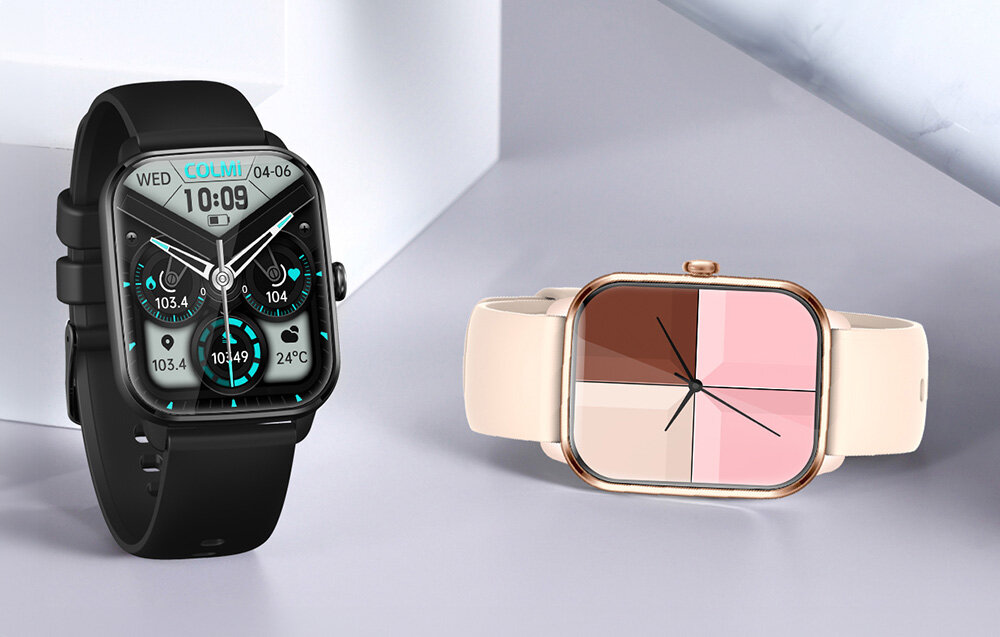 SMARTWATCH COLMI C61 ekran bateria czujniki zdrowie sport pasek ładowanie pojemność rozdzielczość łączność sterowanie krew puls rozmowy smartfon aplikacja