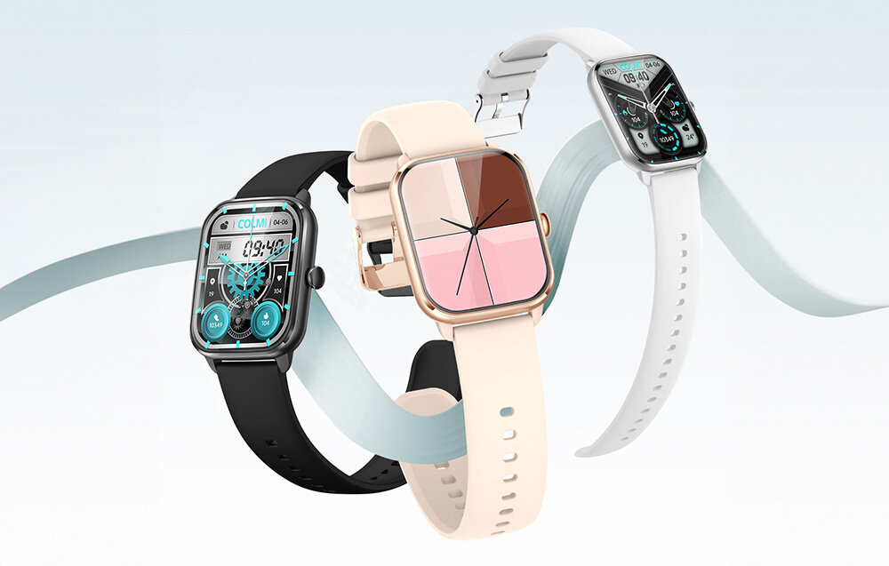 SMARTWATCH COLMI C61 ekran bateria czujniki zdrowie sport pasek ładowanie pojemność rozdzielczość łączność sterowanie krew puls rozmowy smartfon aplikacja