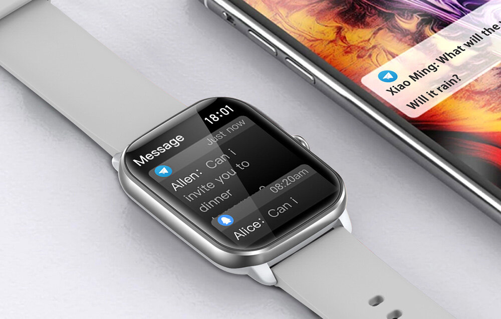 SMARTWATCH COLMI C61 ekran bateria czujniki zdrowie sport pasek ładowanie pojemność rozdzielczość łączność sterowanie krew puls rozmowy smartfon aplikacja