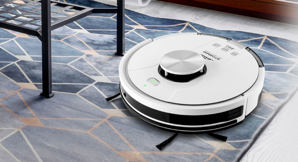 Robot sprzątający ETA Stormio 423790000 czujnik laserowy skanowanie przestrzeni w zakresie 360 stopni mapowanie pomieszczeń optymalne planowanie trasy efektywne sprzątanie dotarcie do trudno dostępnych miejsc pomocnik w codziennym dbaniu o porządek